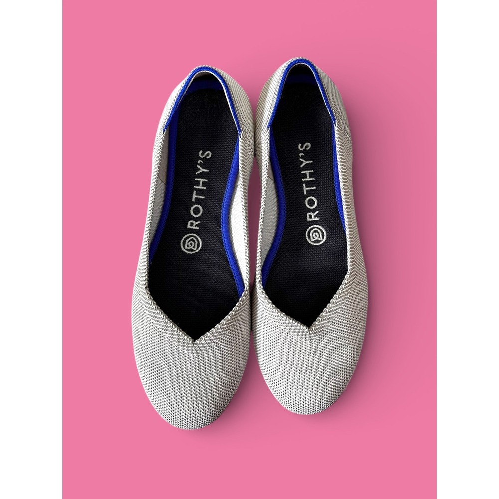 Rothy's The Round Flat‎ Light Gray Knit Comfort Size 7.5 flats